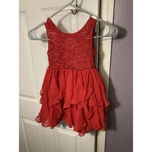 Elegant Red Lace Kids Formal Dress